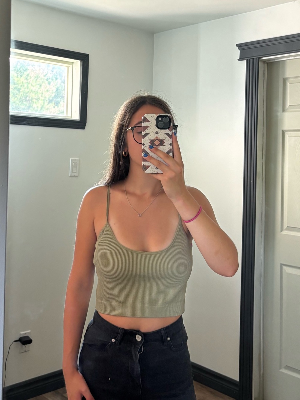 Ardene Olive Ribbed Crop Brami
